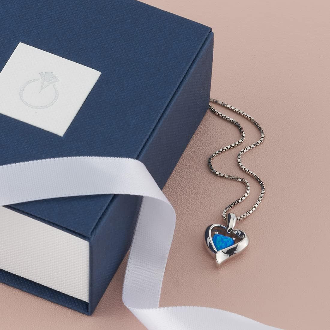 Sterling Silver Heart in Heart Solitaire Pendant Necklace for Women in Various Gemstones, Heart Shape 6Mm, with 18 Inch Italian Chain