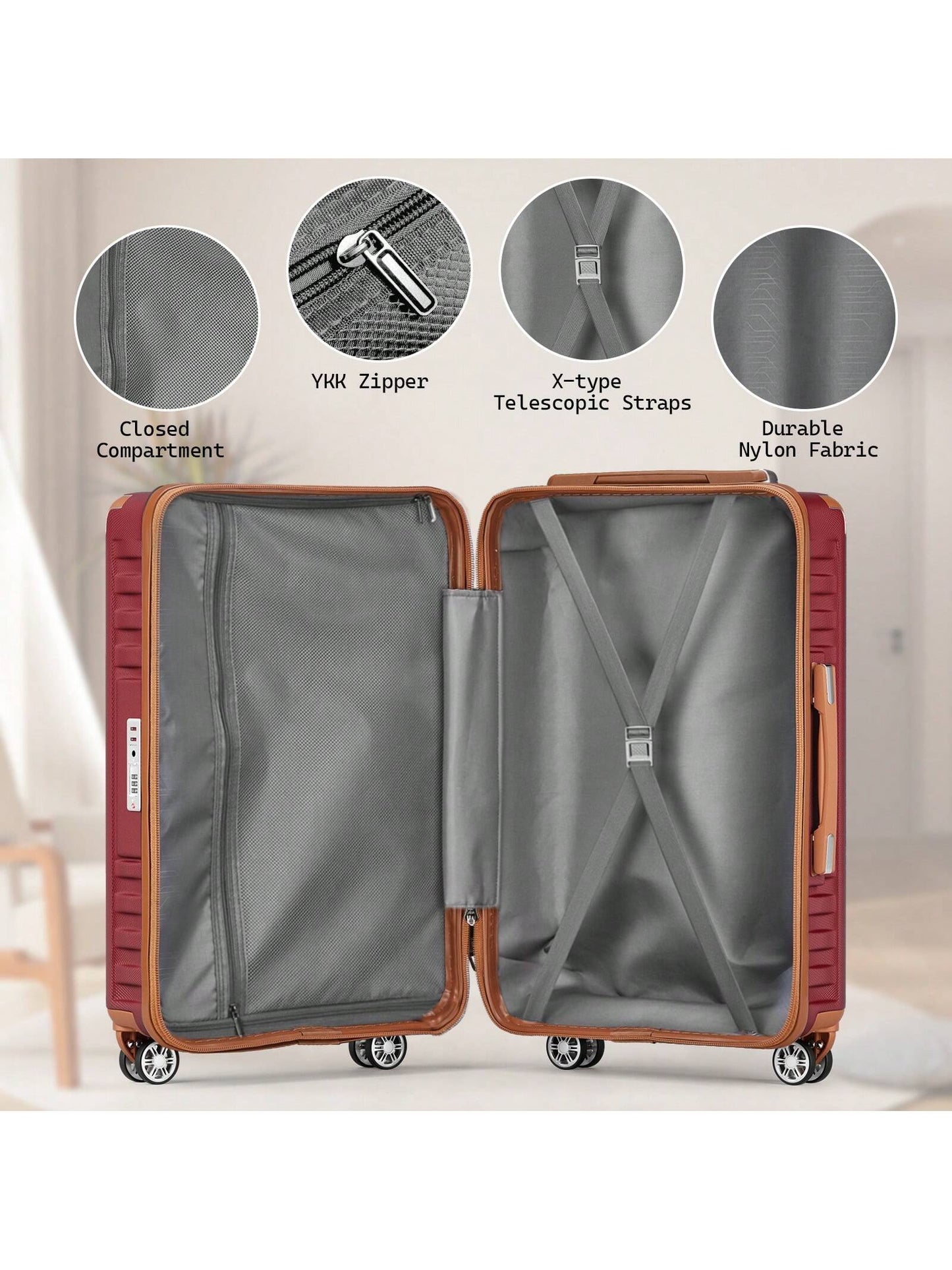 Joyway Melalenia Luggage Sets 7 Piece Suitcase Set, Hard Shell Carry on Luggage Travel Suitcases with Spinner Wheels and TSA Lock, Lightweight Luggage Set for Women