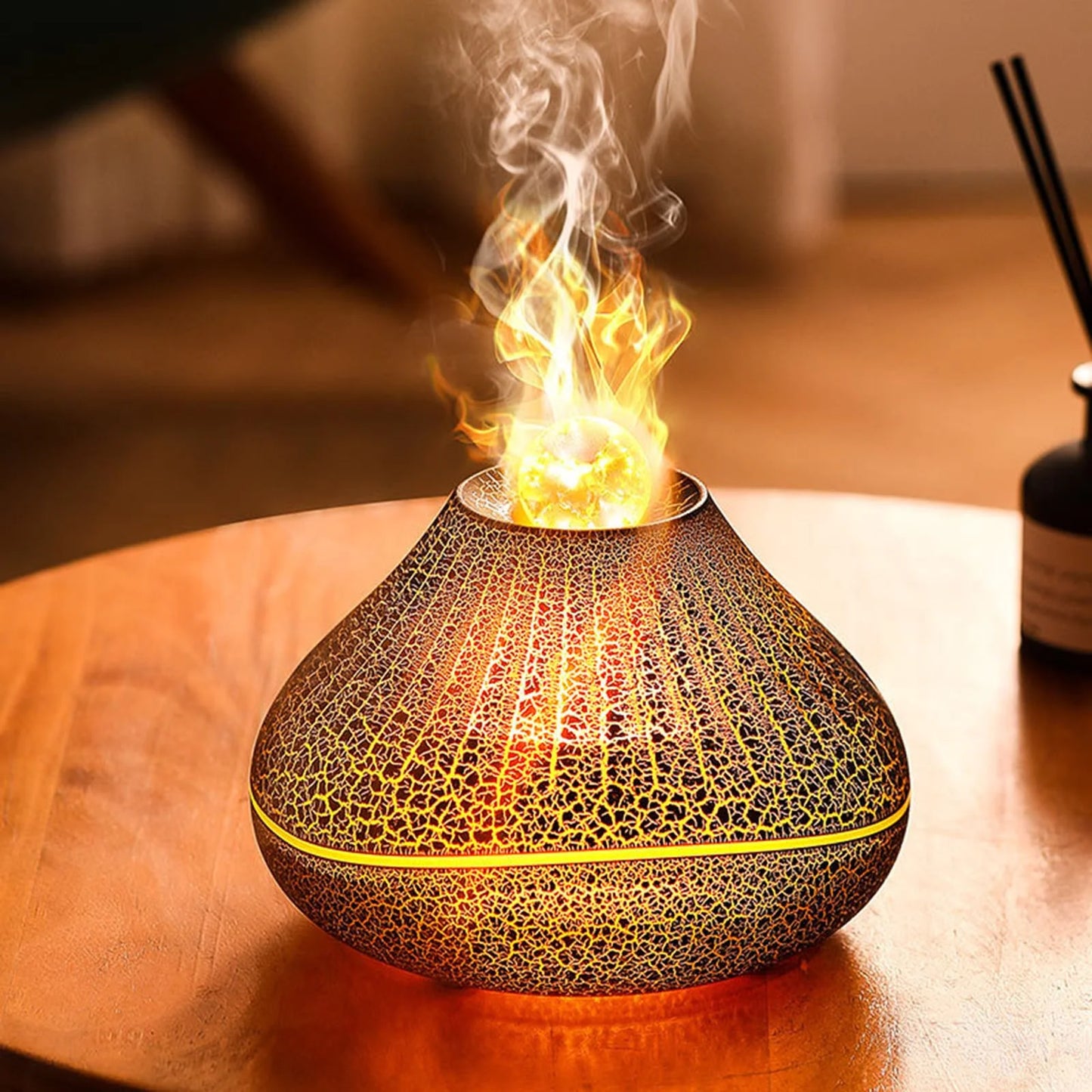 Home Kitchen 2025 New Colorful Simulation Flame Aromatherapy Machine USB Home Cool Mist Humidifier Essential Oil Diffuser Gift Set