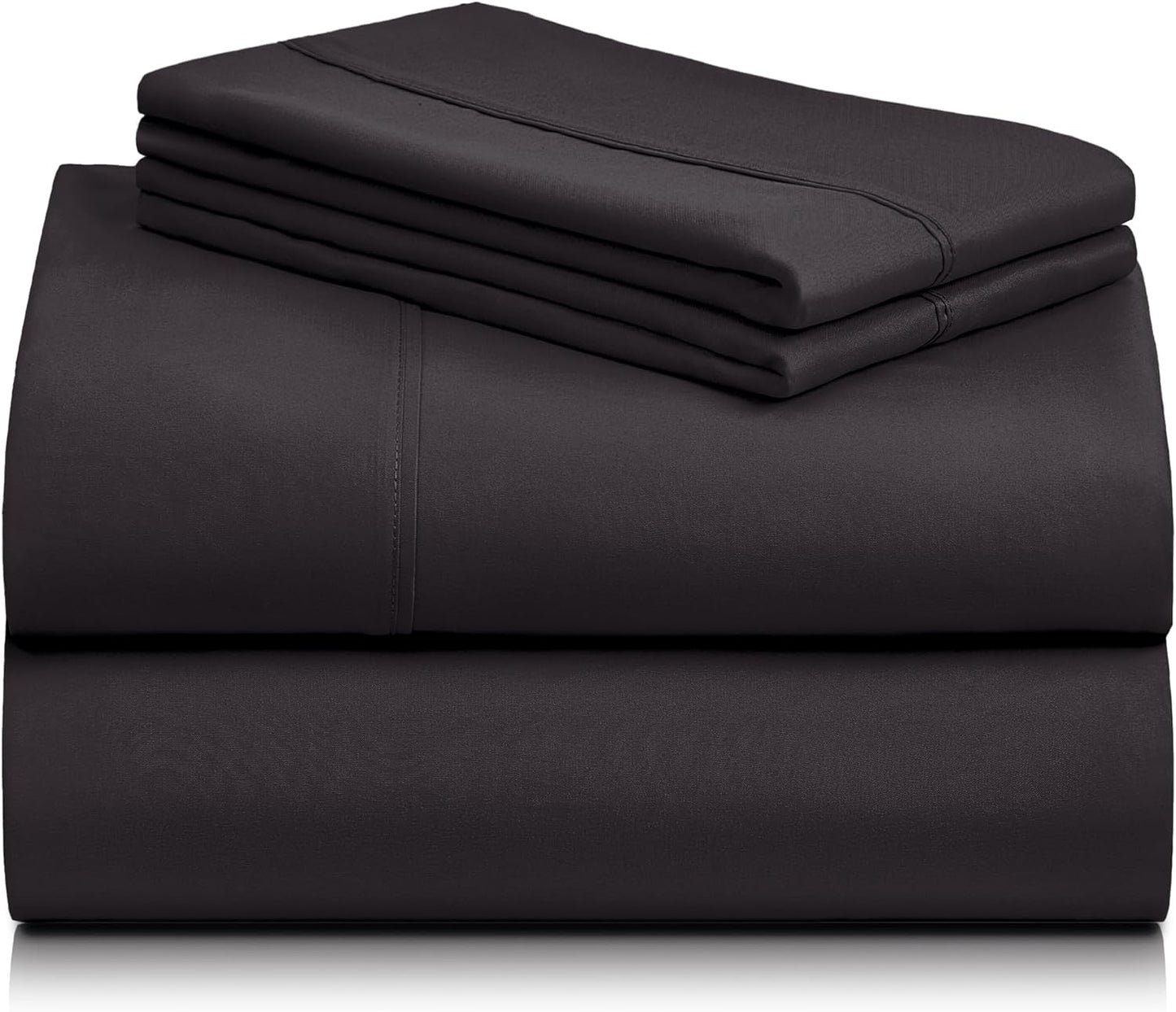 6 PC Queen Sheet Set, Breathable Luxury Bed Sheets, Deep Pockets 18" Wrinkle Free Cooling Sheets Machine Washable Hotel Bedding Silky Soft - Black Queen
