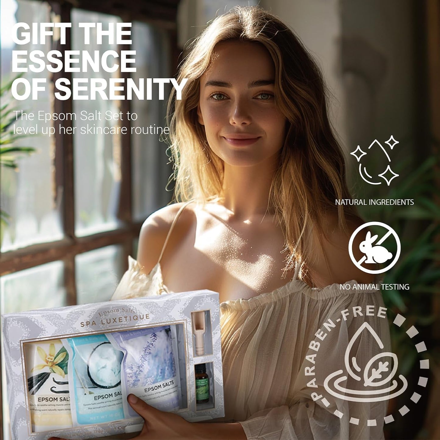 Bath Salts for Women, Epsom Salts for Soaking, 3Pc Bath Salt Gifts Set, Lavender, Vanilla and Coconut Scent with Tea Tree Oil Gifts for Her Birthday Gifts