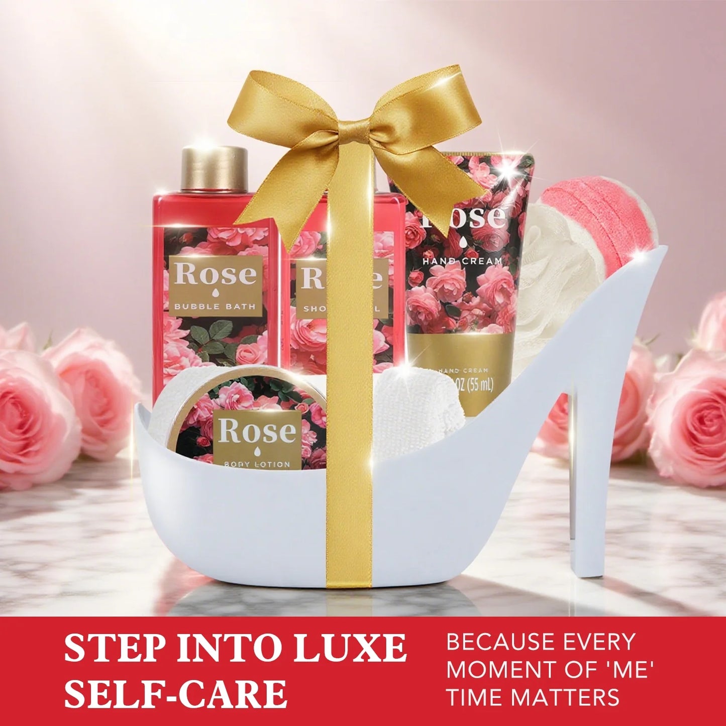 Gift Sets for Women, 8 Pcs Luxury Rose Birthday Holiday Gift Baskets for Her