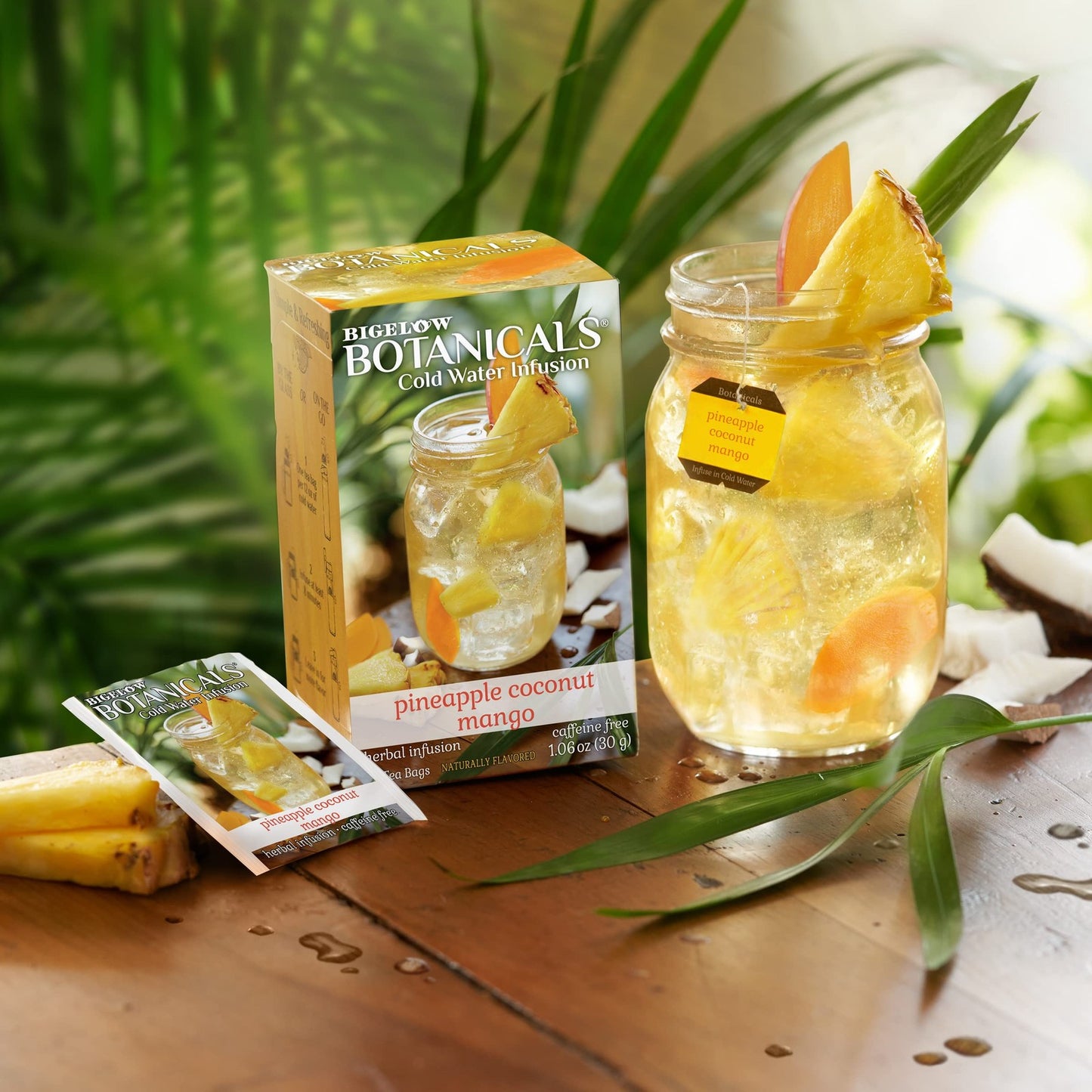 Bigelow Pineapple Coconut Mango Herbal Cold Water Infusion Tea 6 Pack 108 Bags