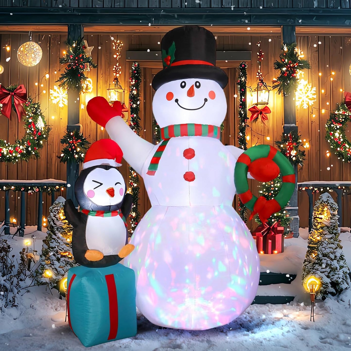 7FT Inflatable Christmas Snowman with LED Lights for Outdoor Holiday Decor