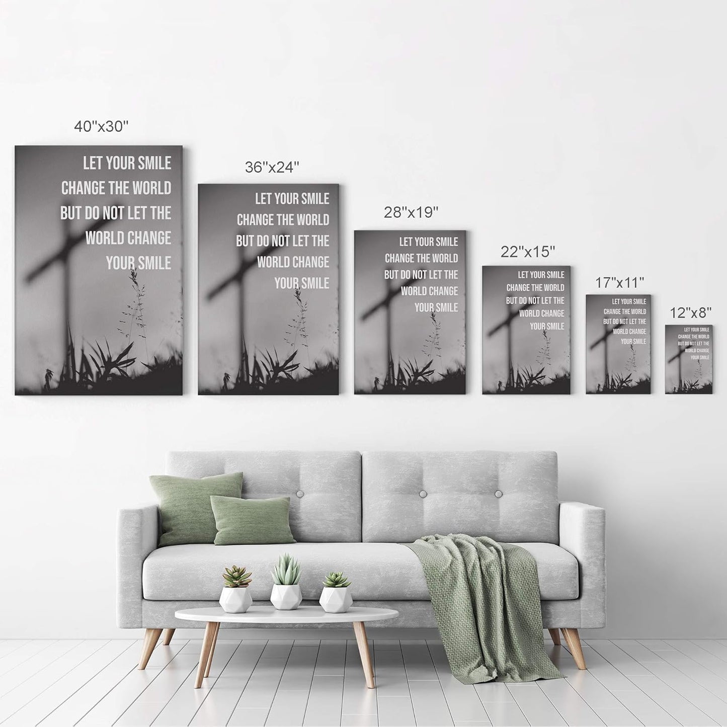 Let Your Smile Change the World Scripture Canvas Print Scripture Wall Decor Lord God Bible Jesus Christ Pray Cross Religious Living Room Bedroom Christian Gift Home Decor - 12X8