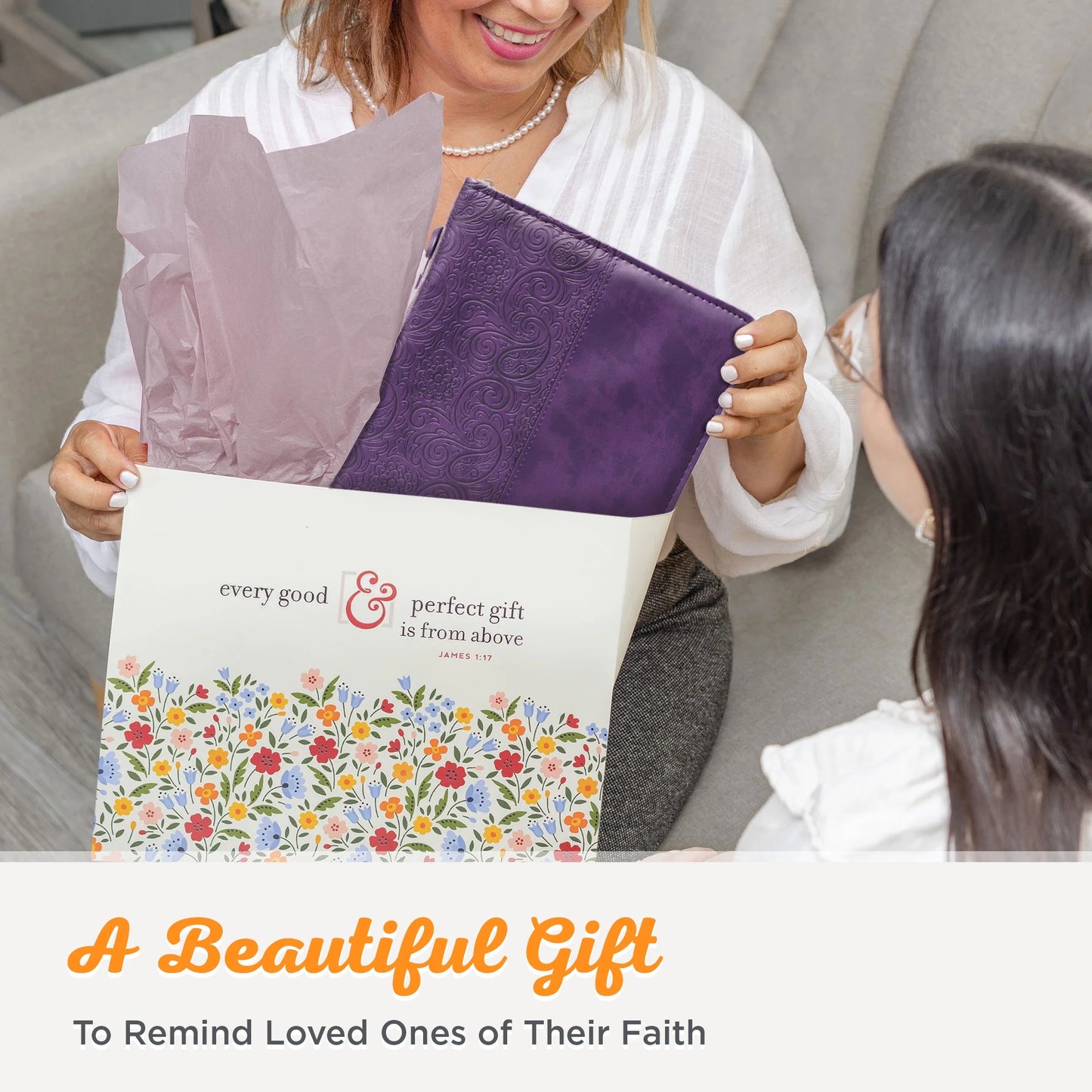 Purple Faux Leather Bible Cover for Women Faith Purple Paisley- Hebrews 11:1 Zippered Case for Bible or Book W/Handle, Large