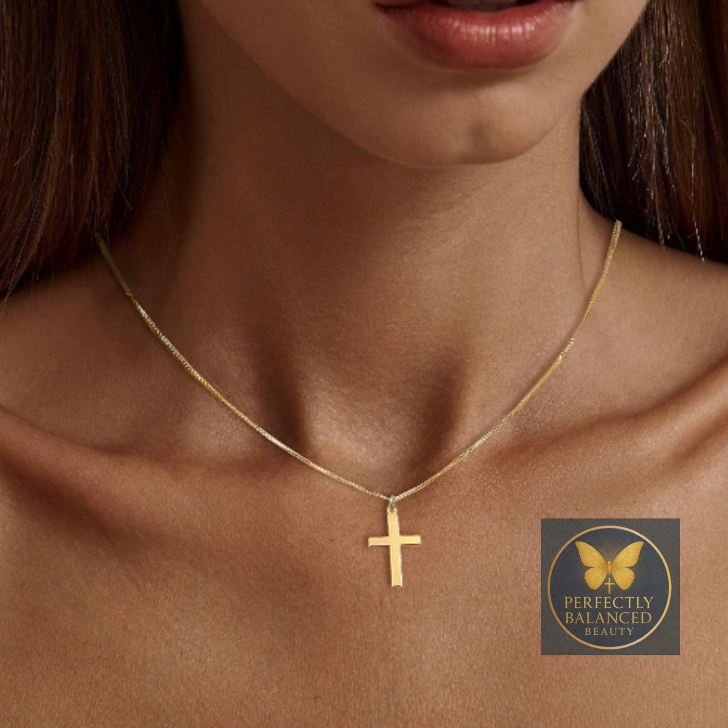 Faith Over Fear Gold Cross Necklace