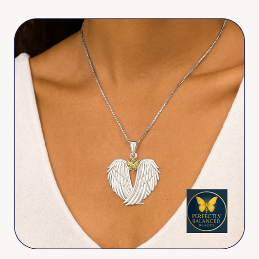 “Heaven’s Embrace” — 925 Sterling Silver Guardian Angel Wings Necklace