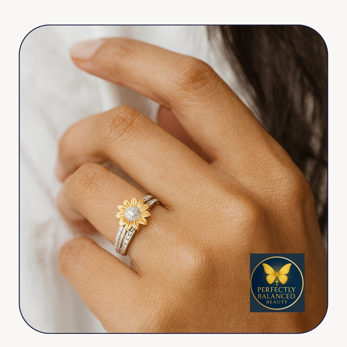 Sterling Silver Sunflower Ring – “You Are My Sunshine”