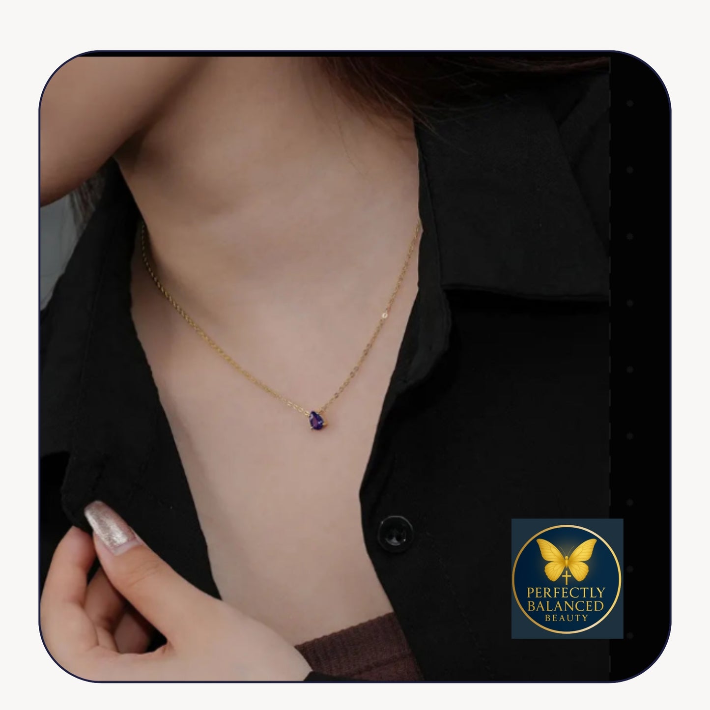 Blue Sapphire Water Drop Pendant Necklace