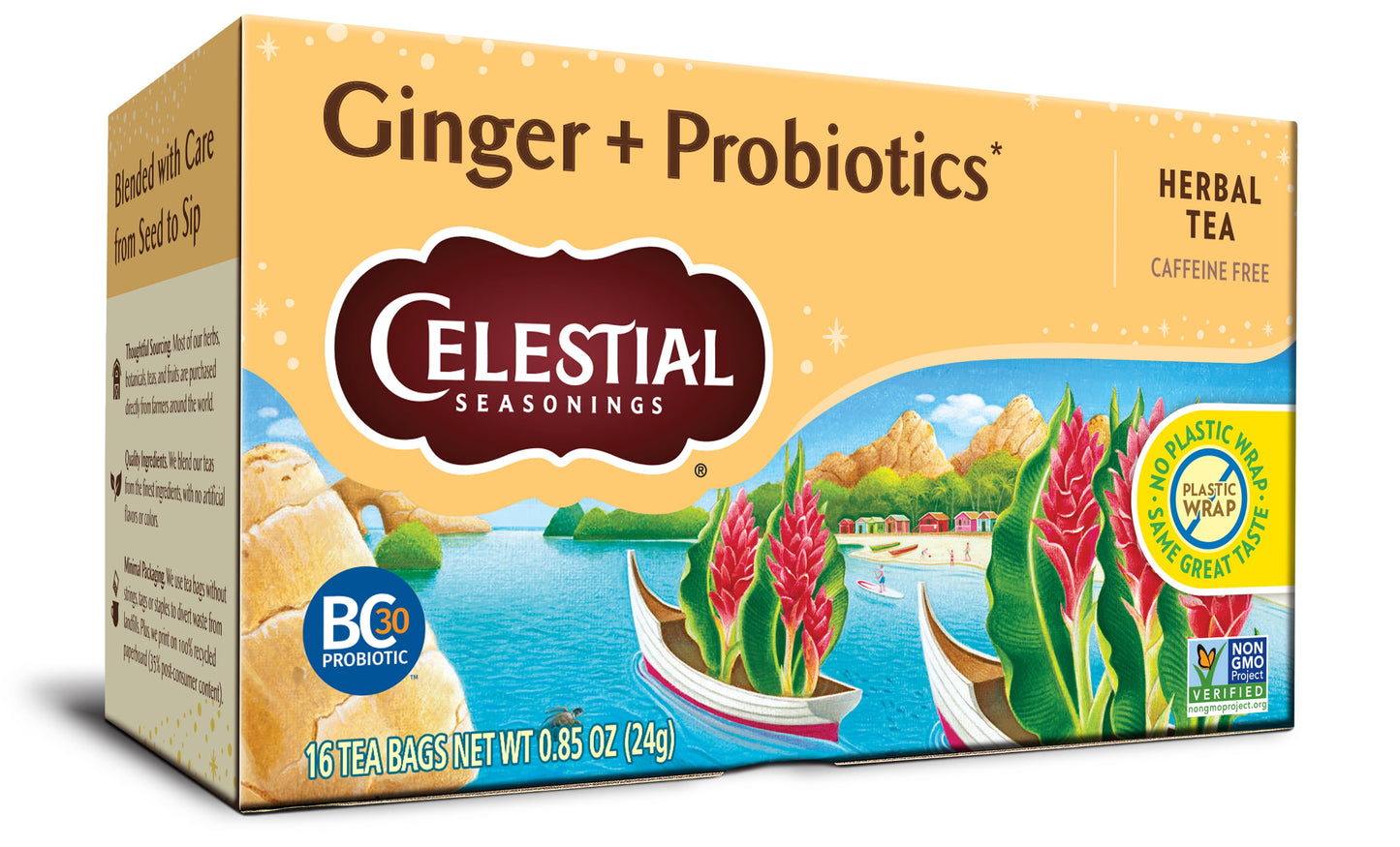 Ginger Probiotics Caffeine-Free Herbal Tea Bags (16 Count)