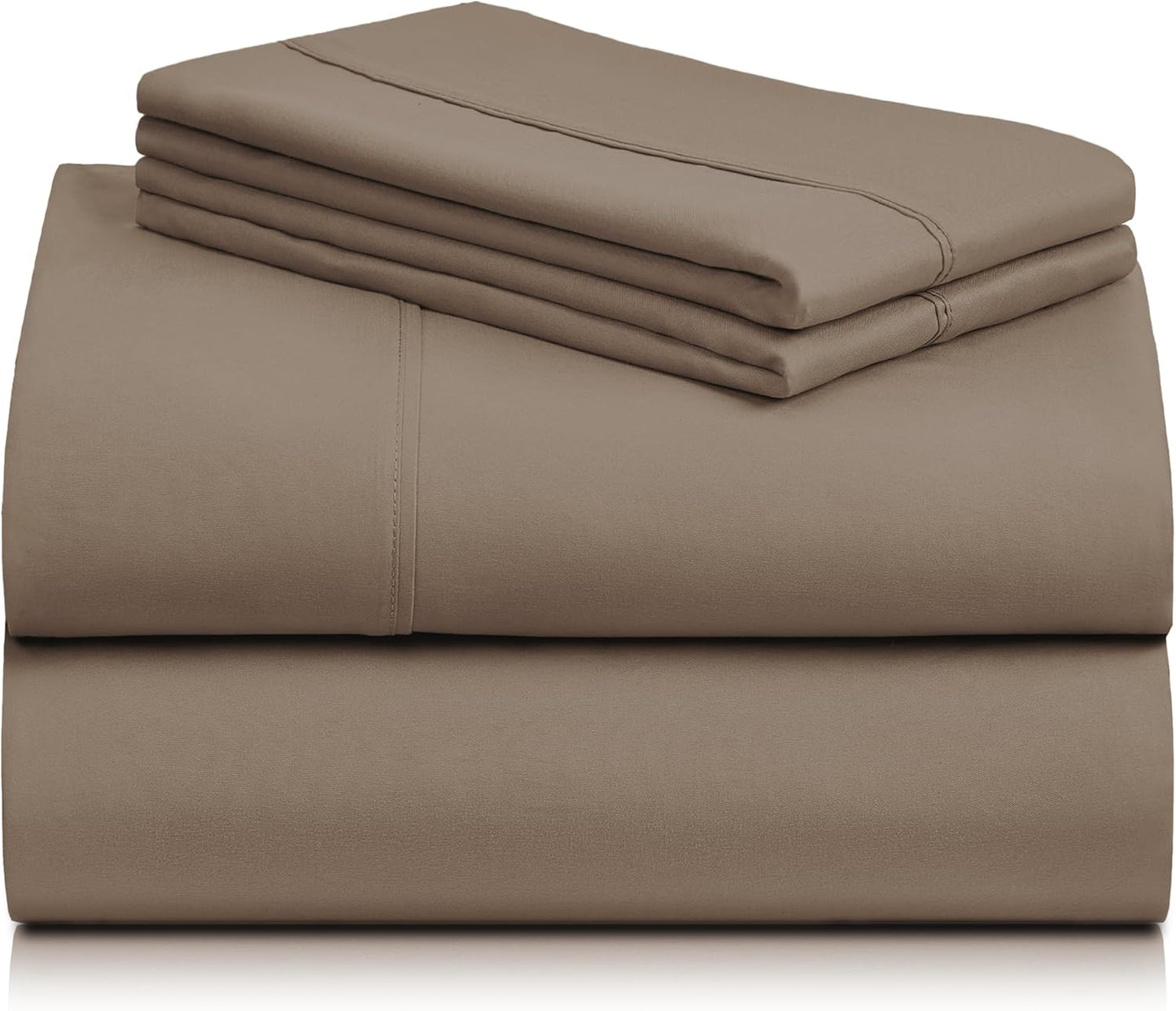 4 PC Sheet Bed Sheets Deep Pockets 18" Eco Friendly Wrinkle Free-Kids-Fitted Sheets Machine Washable Hotel Bedding Silky Soft - Dark Khaki Twin