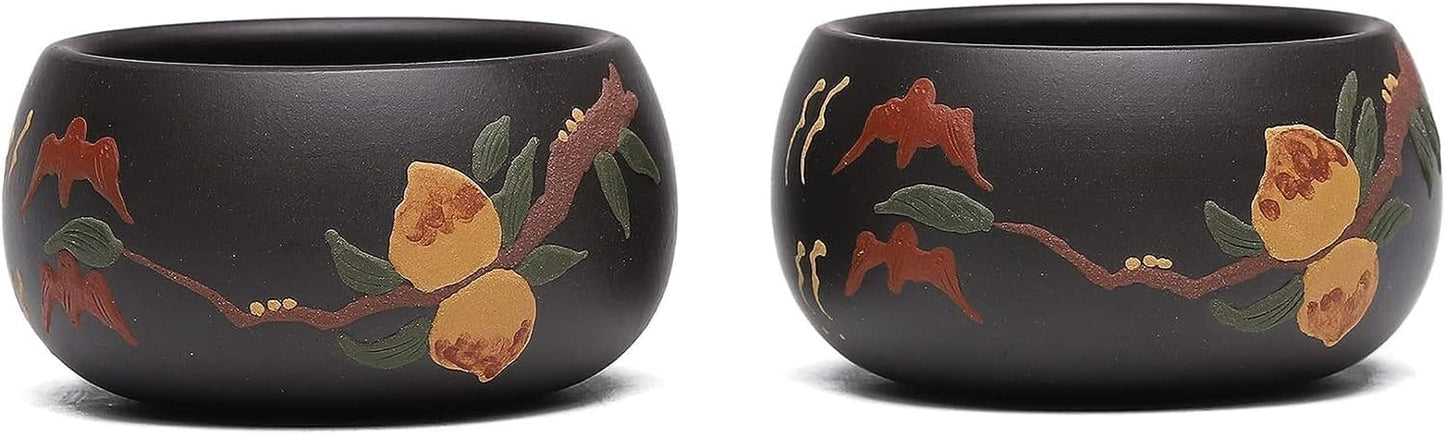 Zisha Tea Pot Set,Genuine Handmade Yixing Purple Clay Teapot 6.8 Oz with 2 Tea Cups,Chinese Brew Kung Fu Tea Set