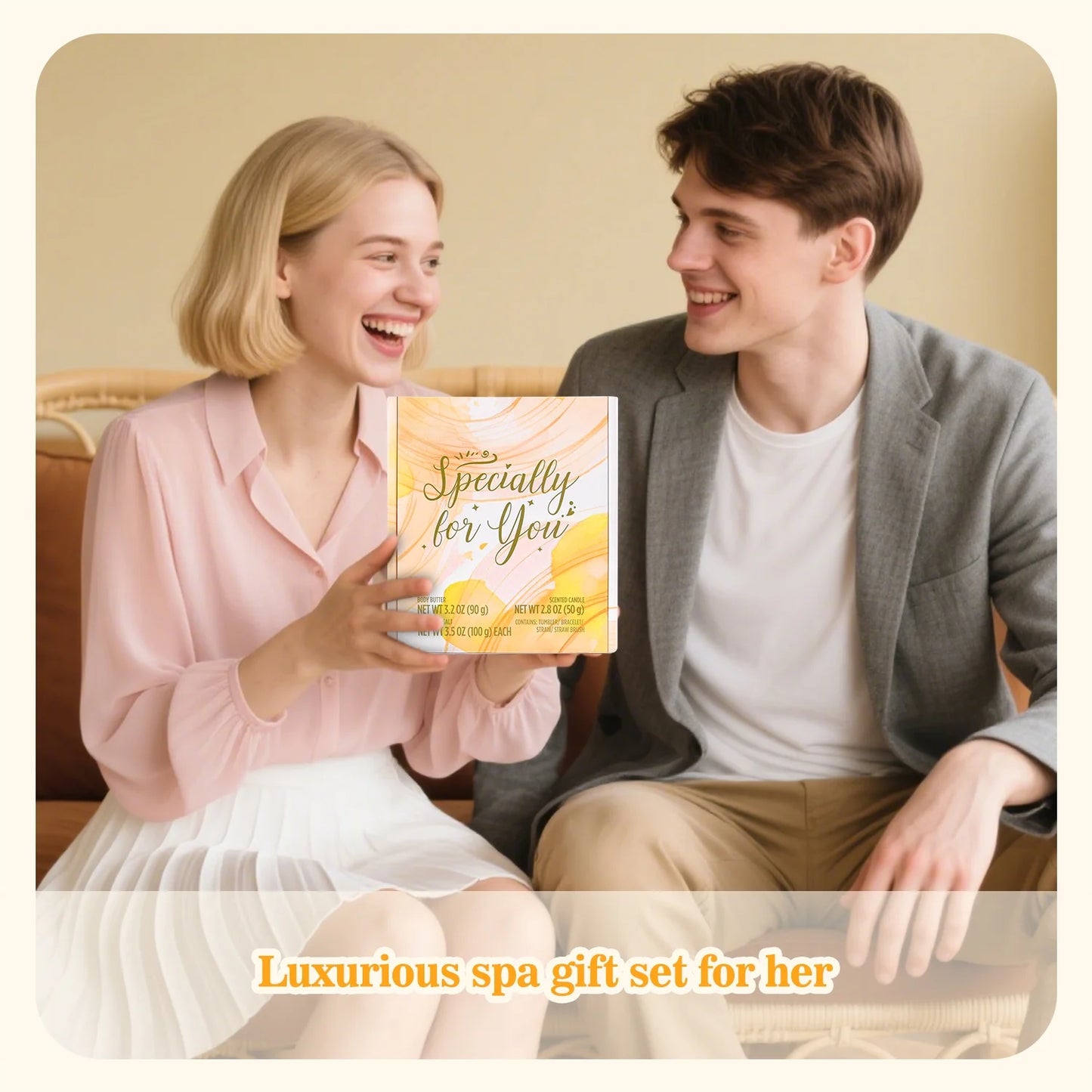 Spa Gift Sets for Women - 9 Pcs Vanilla Bath Set with Tumbler, Perfect Christmas Birthday Gift Baskets for Her