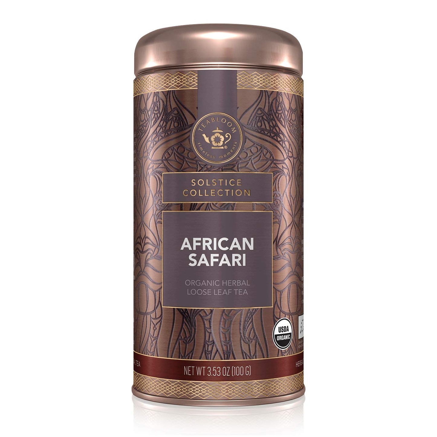 Organic Herbal Tea, African Safari Loose Leaf Tea, Sweet Rooibos Blend with Berry Flavors and Vanilla, USDA Certified Organic, Fresh Whole Leaf Blend in Reusable Gift Canister, 3.53 Oz/100 G Canister Makes 35-50 Cups