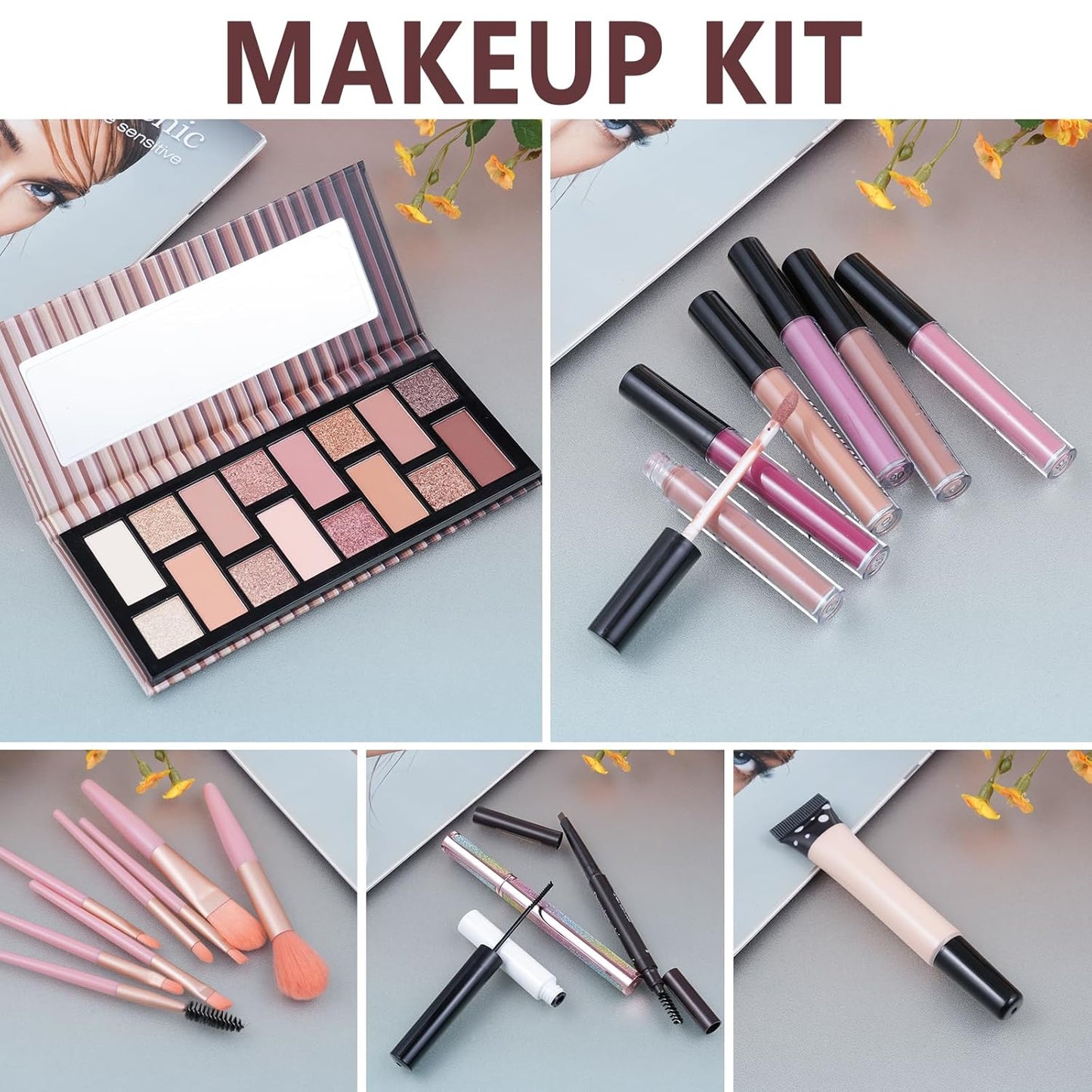 Teen Makeup Kit for Girl Include Eyeshadow Palette,Eyeliner,Makeup Brush Set,Lipgloss Set,Mascara, Eyebrow Pencil Make up Set Gift for Women Full Kit