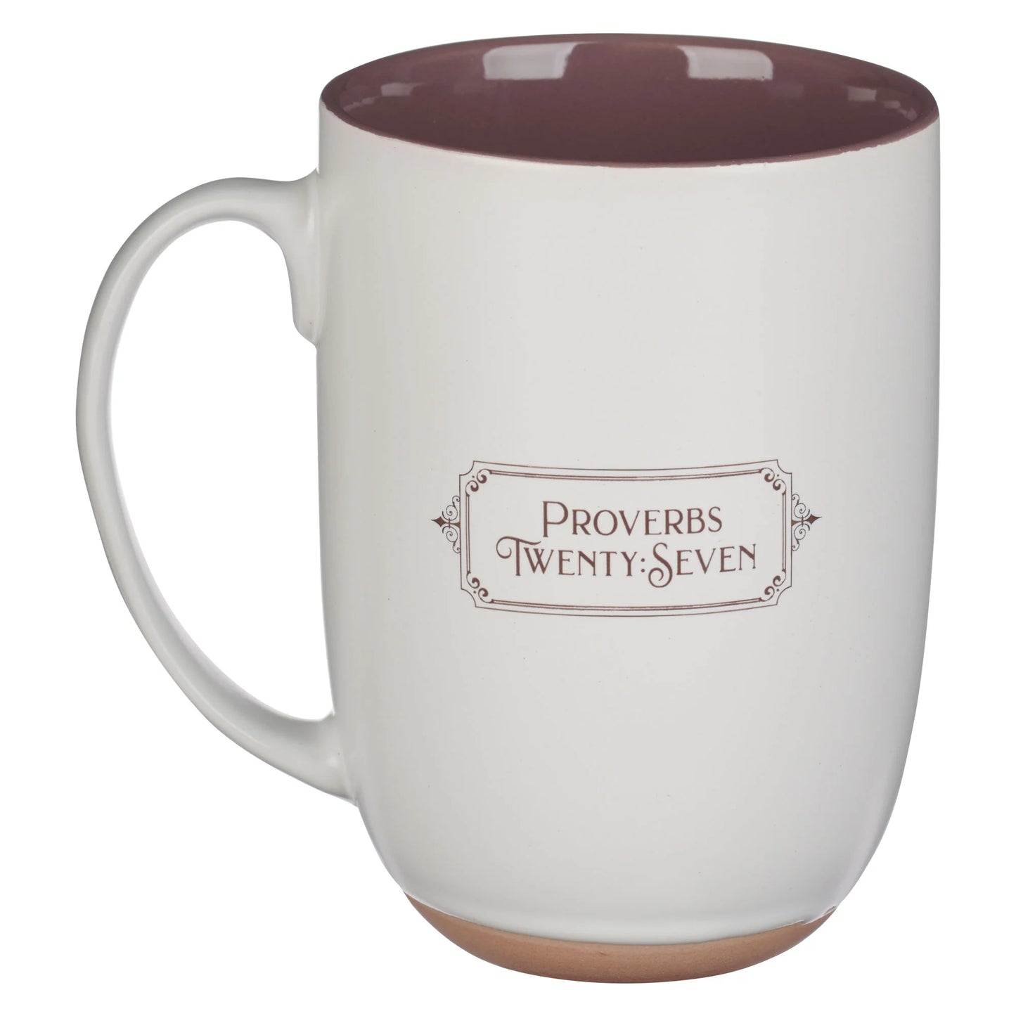 Large Ceramic Coffee & Tea Scripture Mug for Men: Righteous Man - Proverbs 20:7 Inspirational Bible Verse, Non-Toxic/Lead-Free Cup W/Clay Base & Gold Accents, White/Brown, 15 Oz.