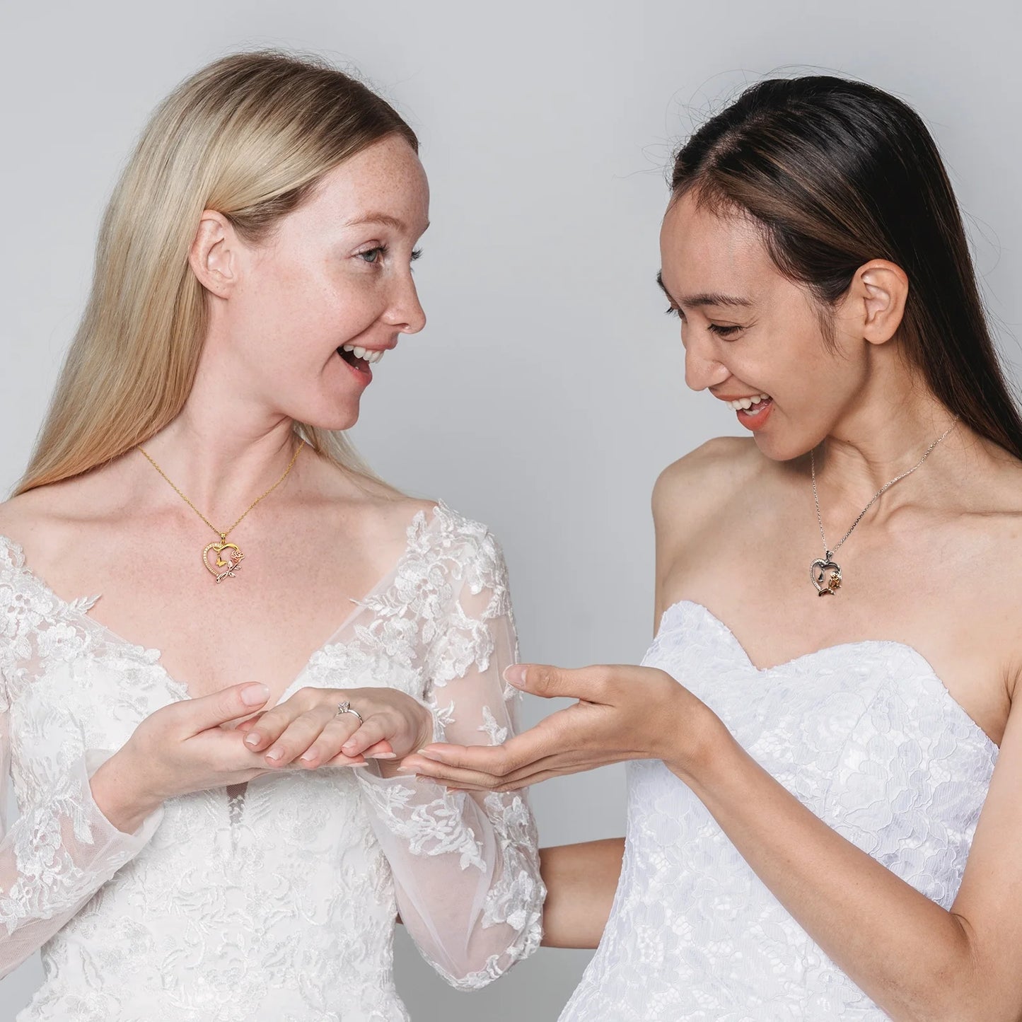 Heart Necklace for Women 14K Gold Plated CZ Romantic Rose and Butterfly Jewelry Gift for Women Birthday Valentine'S Day