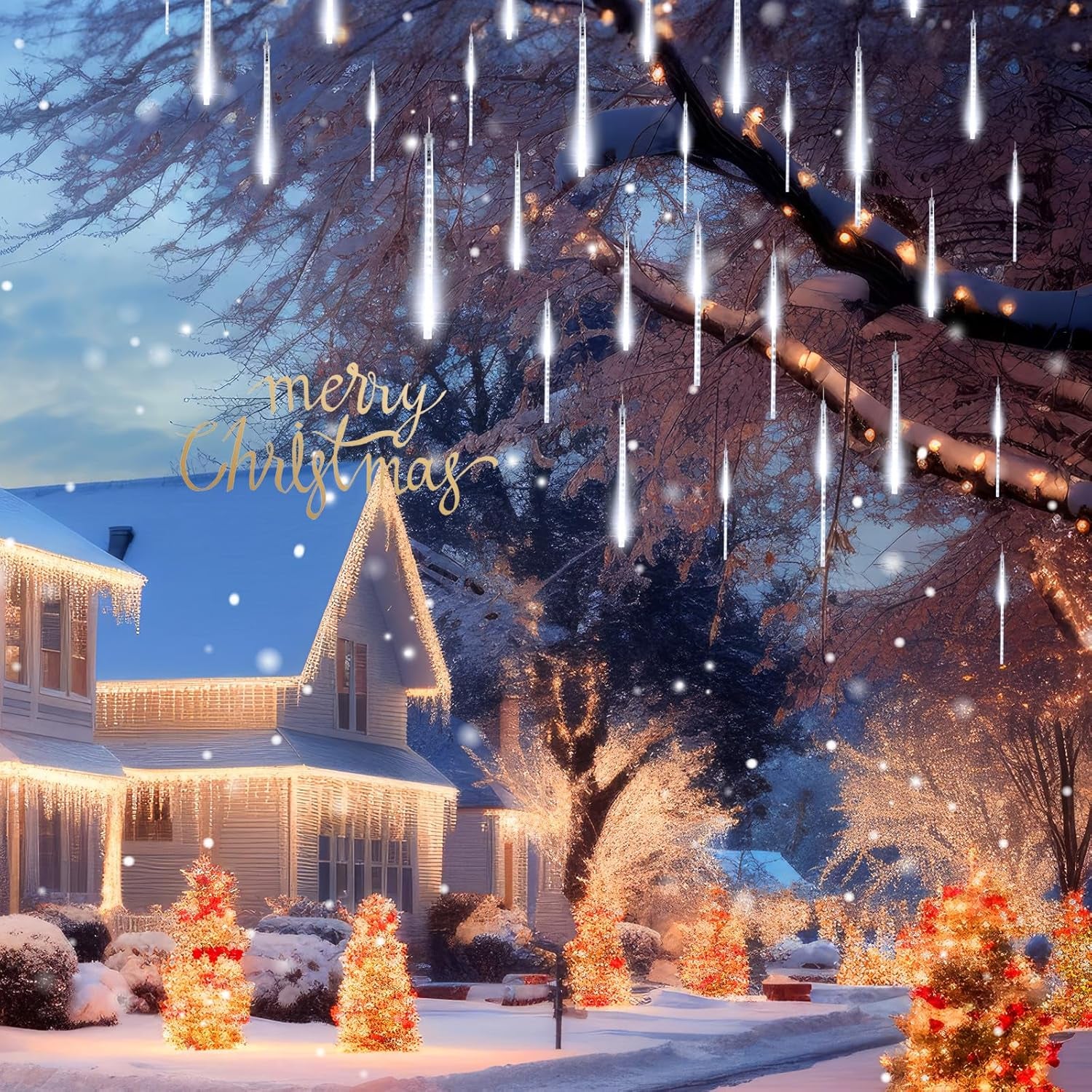 Outdoor Meteor Shower Lights, 24 Tubes 864 LED Waterproof Holiday Decor