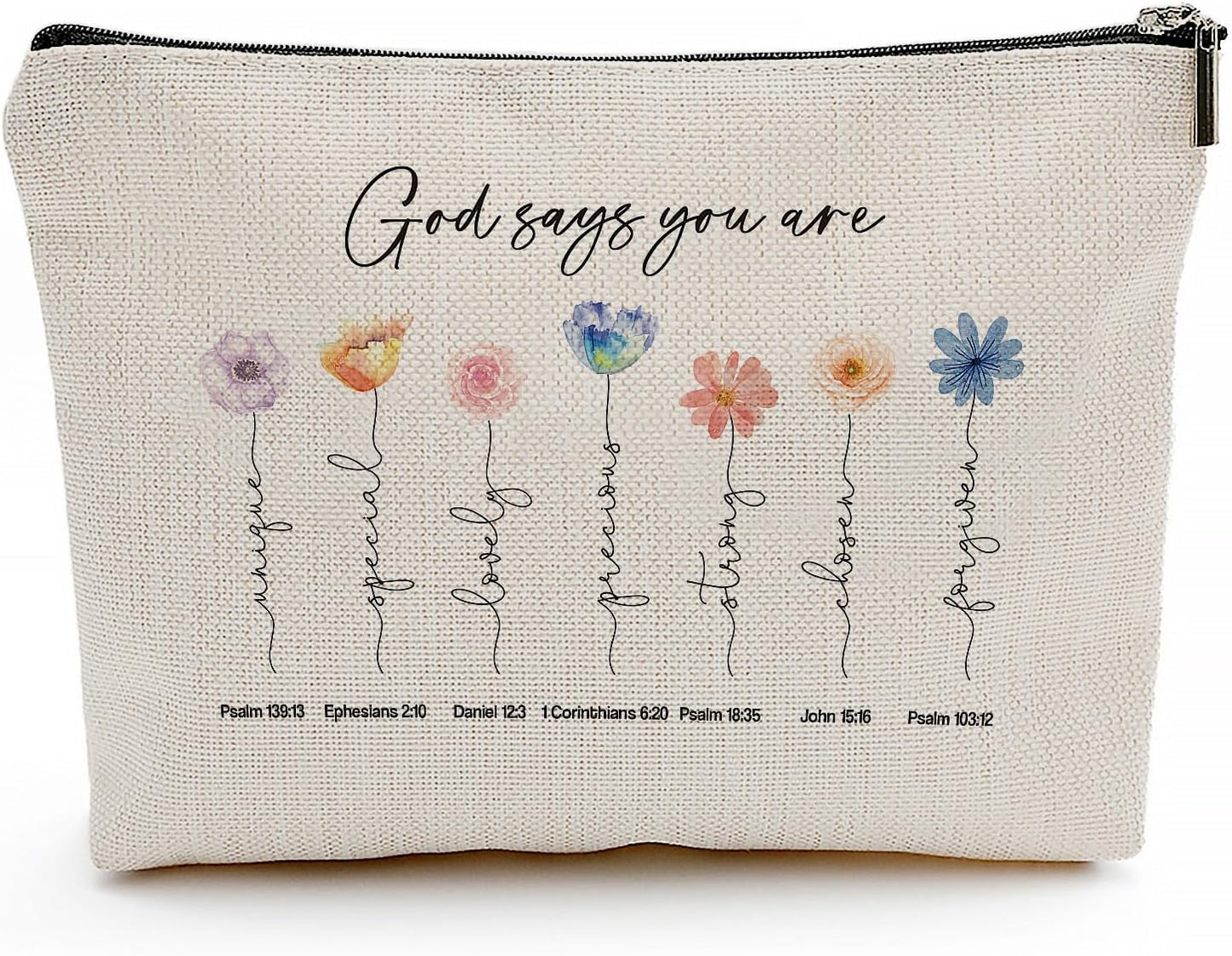 God Says You Are Cosmetic Bag, Inspirational Bible Verse Makeup Bag, Christian Gifts, Floral Bible Verse Makeup Case, Affirmations Gifts, Encouragement Gifts, Friend Gifts