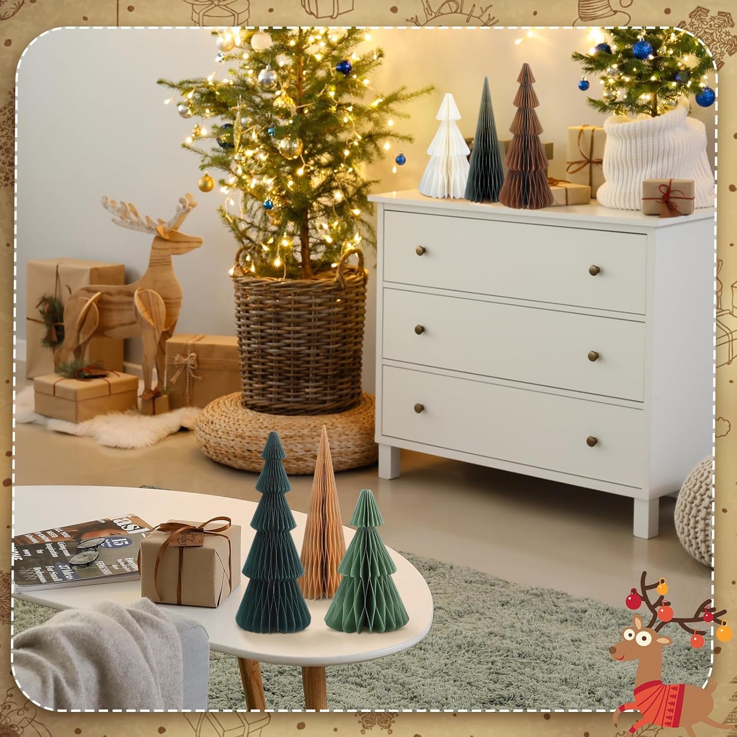 6-Piece Minimalist Honeycomb Christmas Tree Centerpiece Set for Holiday Decor