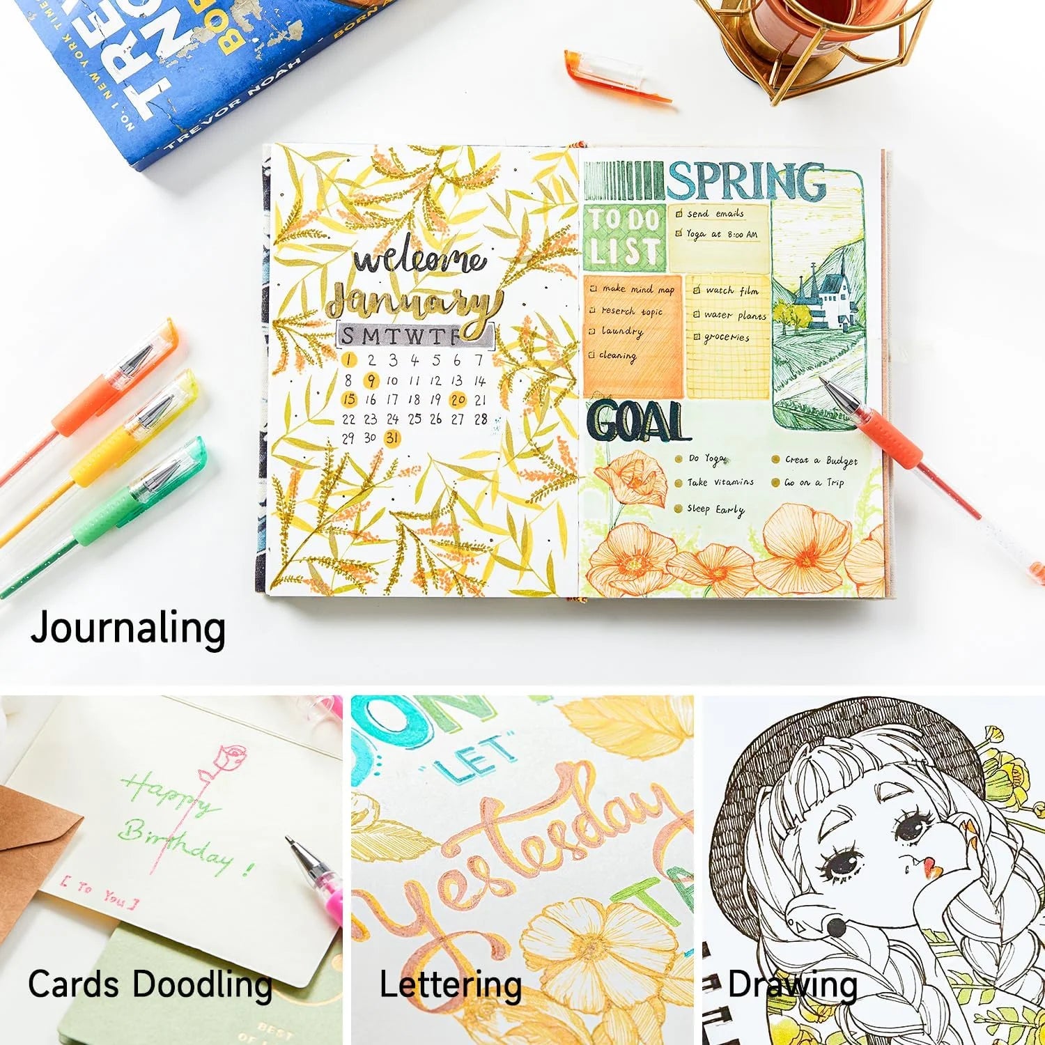 120 Pack Set 60 Colored Gel Pen with 60 Refills