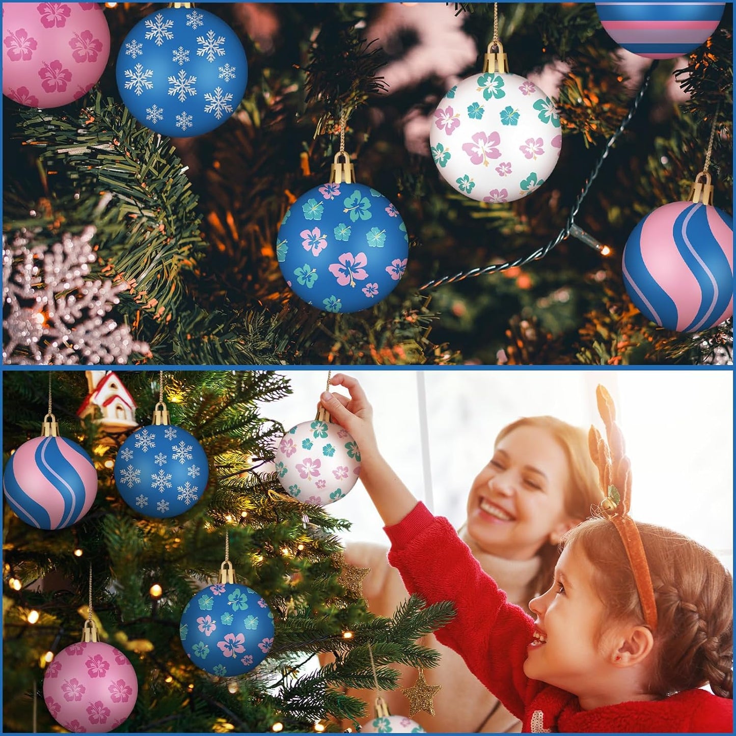 24 Pcs 2.36" Cartoon Christmas Ball Ornaments for Holiday Decor (Stitch)