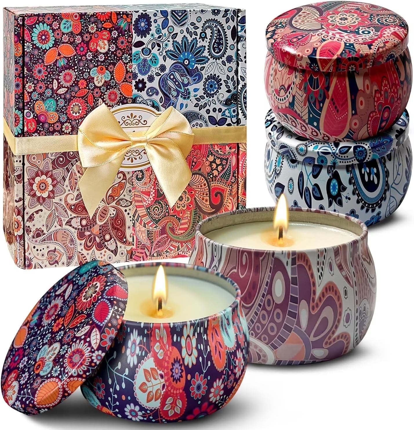 4-PACK Scented Candles Gift Set Aromatherapy Soy Candles Natural Soy 4.4 Oz Strongly Fragrance Stress Relief for Halloween,Christmas,Mother'S Day,Valentine'S Gift,Wedding,Party,Anniversary