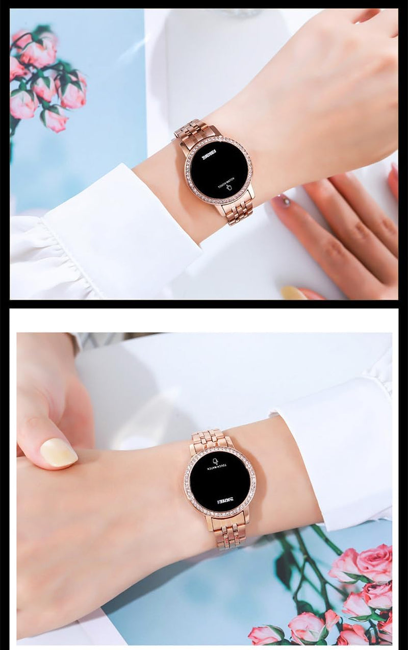 Top Brand Electronic Luxury Womens Watch LED Touch Screen Ladies Digital Watches Business Watch for Women Quart Waterproof Elegant Female Wristwatch