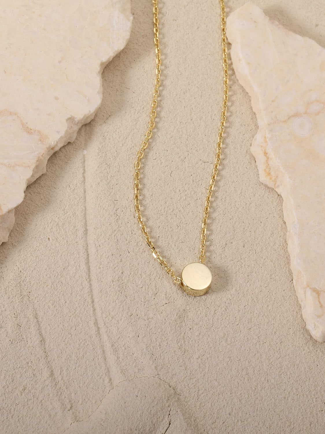 18K Gold Plated Tiny Dot Necklace Circle Star Square Heart Necklaces for Women S925 Sterling Silver Dainty Simple Necklaces for Women Girls Trendy Birthday Gifts