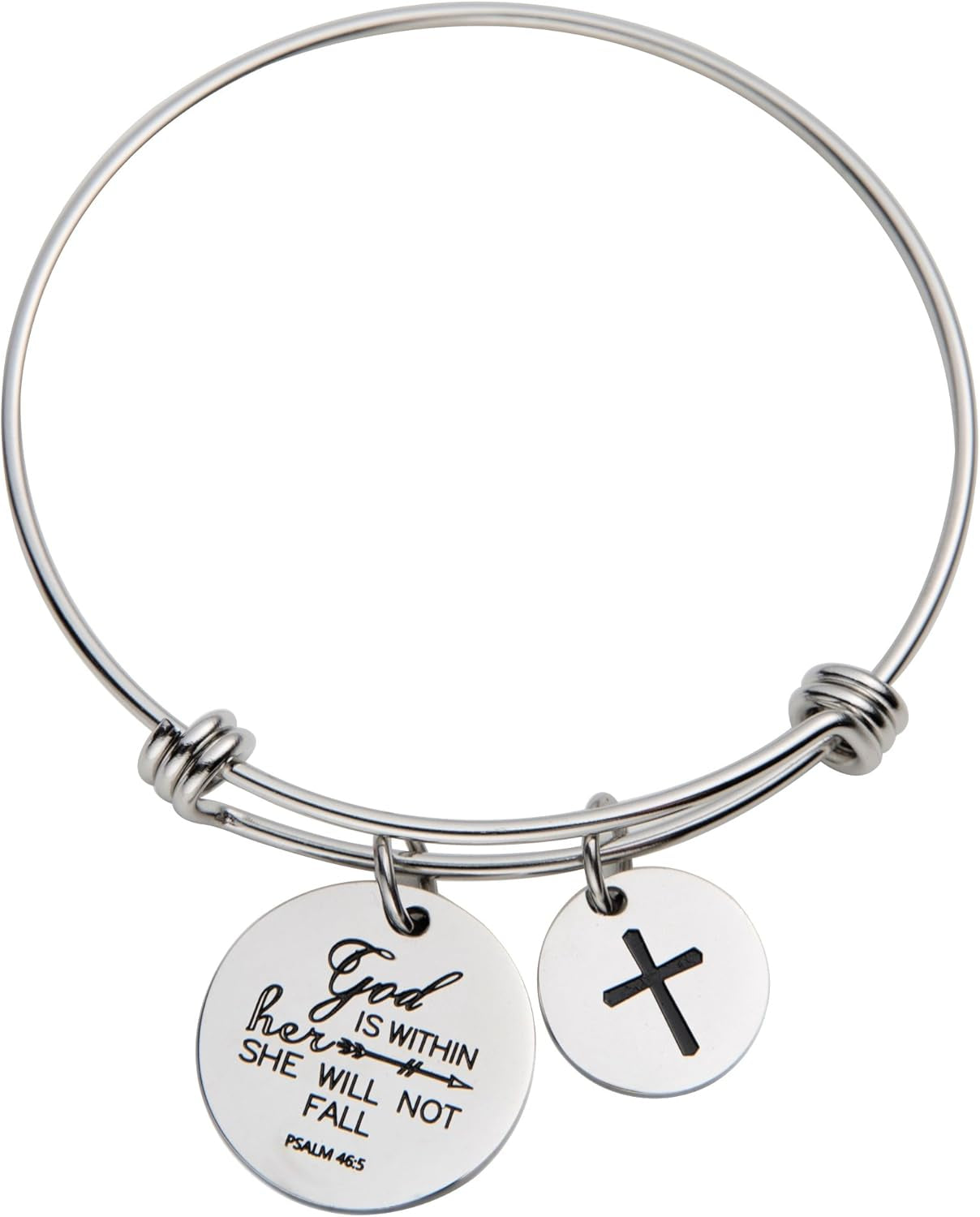 Bible Verse Bangle Bracelet Cross Charm Confirmation Bracelet Scripture Jewelry