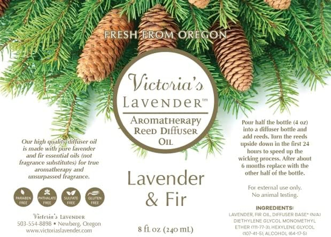 Fir & Lavender Essential Oil Reed Diffuser Refill — Natural Aromatherapy Essential Oil for Reed Diffusers — Made in USA, Home & SPA by  — up to 1 Year Supply, 8Oz