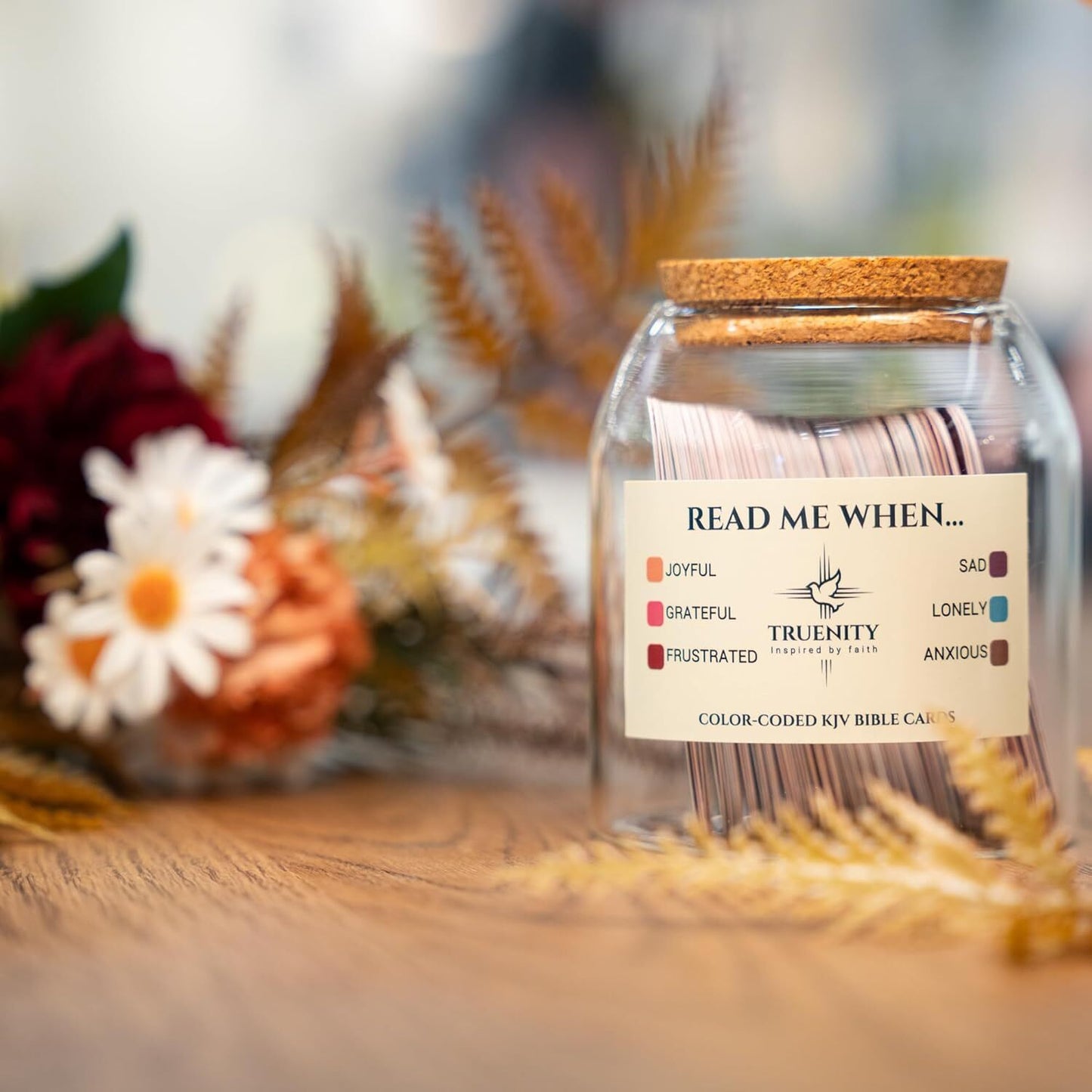 Read Me When Bible Verses Jar,102 KJV Color Coded Bible Verses in a Jar For