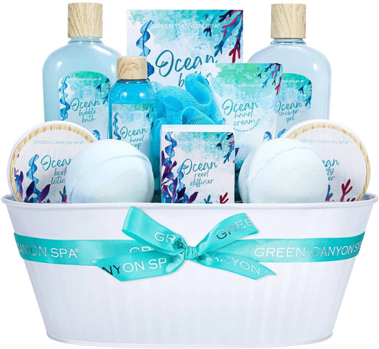 Bath Gift Baskets for Women - 12 Pcs Ocean Spa Gift Sets, Luxury Mothers Day Gifts for Mom