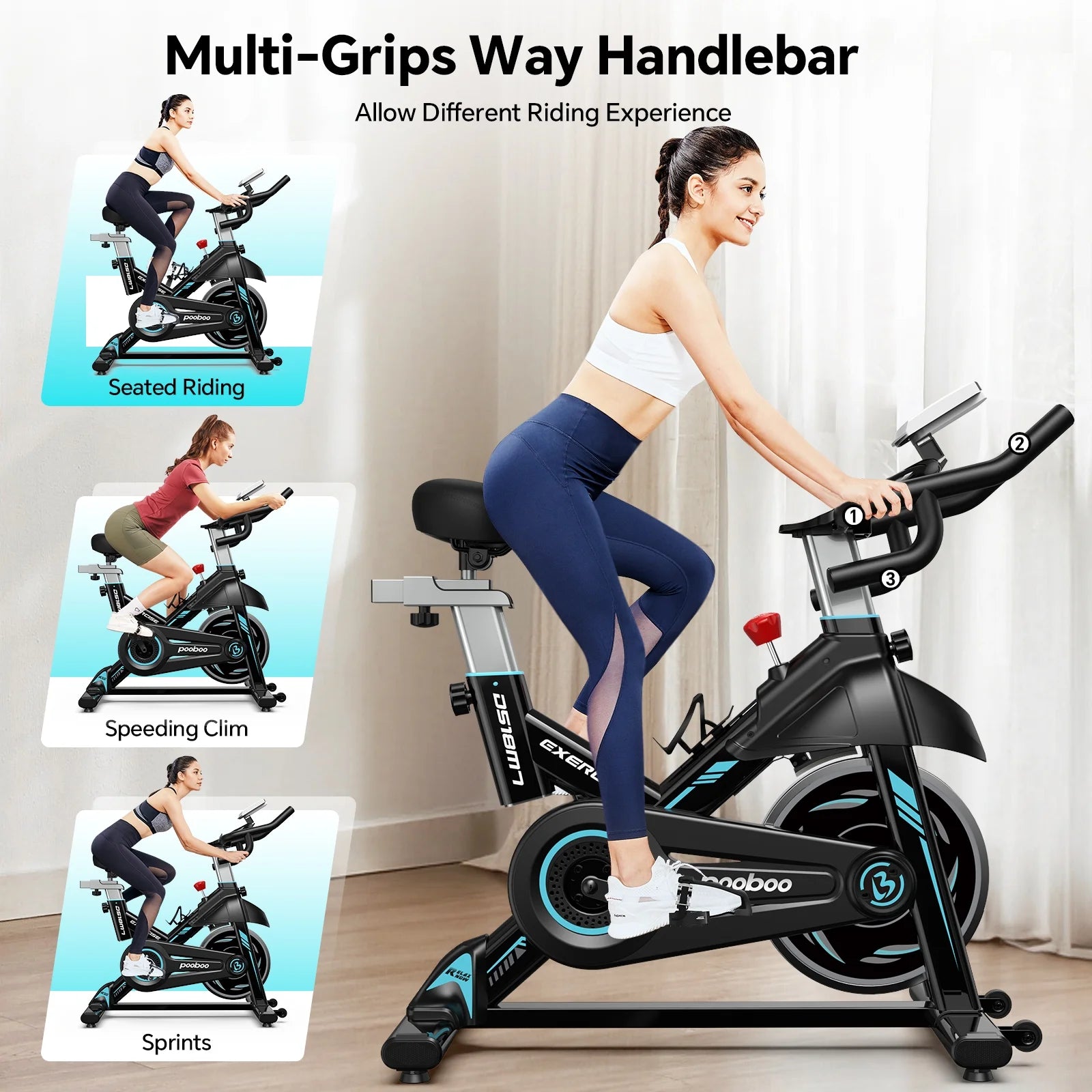 Professional Indoor Cycling Bike Stationary Exercise Bikes Home Cardio Workout Bicycle Machine 350Lb Flywheel Weight 40Lbs