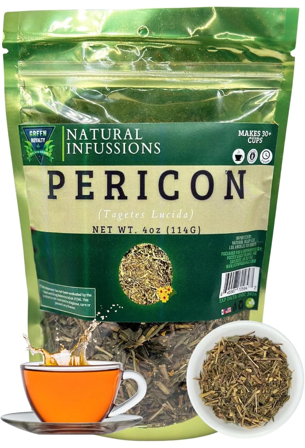 Pericon (Yerbanis) Herbal Tea 4 Oz (114Gr), Resealable Bag 100% All Natural Fresh Tea