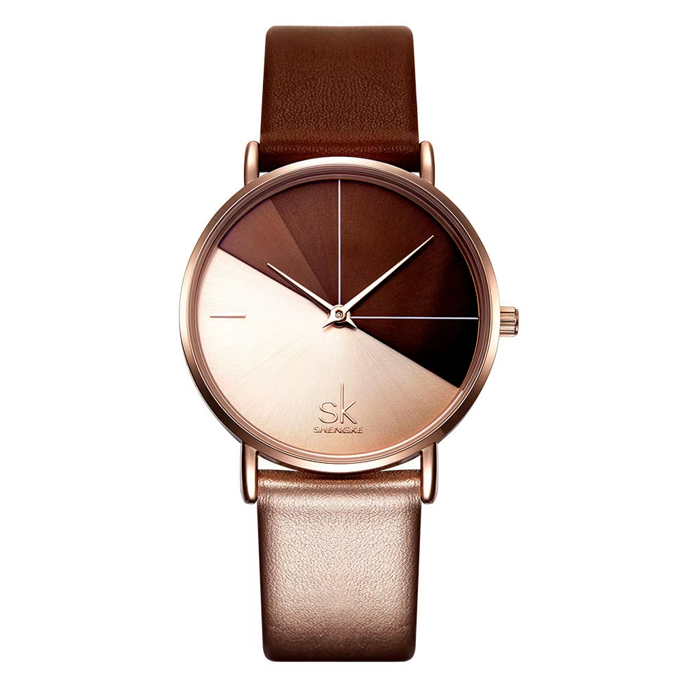 SK Luxury Leather Watches Women Creative Fashion Quartz Watches for Reloj Mujer 2019 Ladies Wrist Watch  Relogio Feminino
