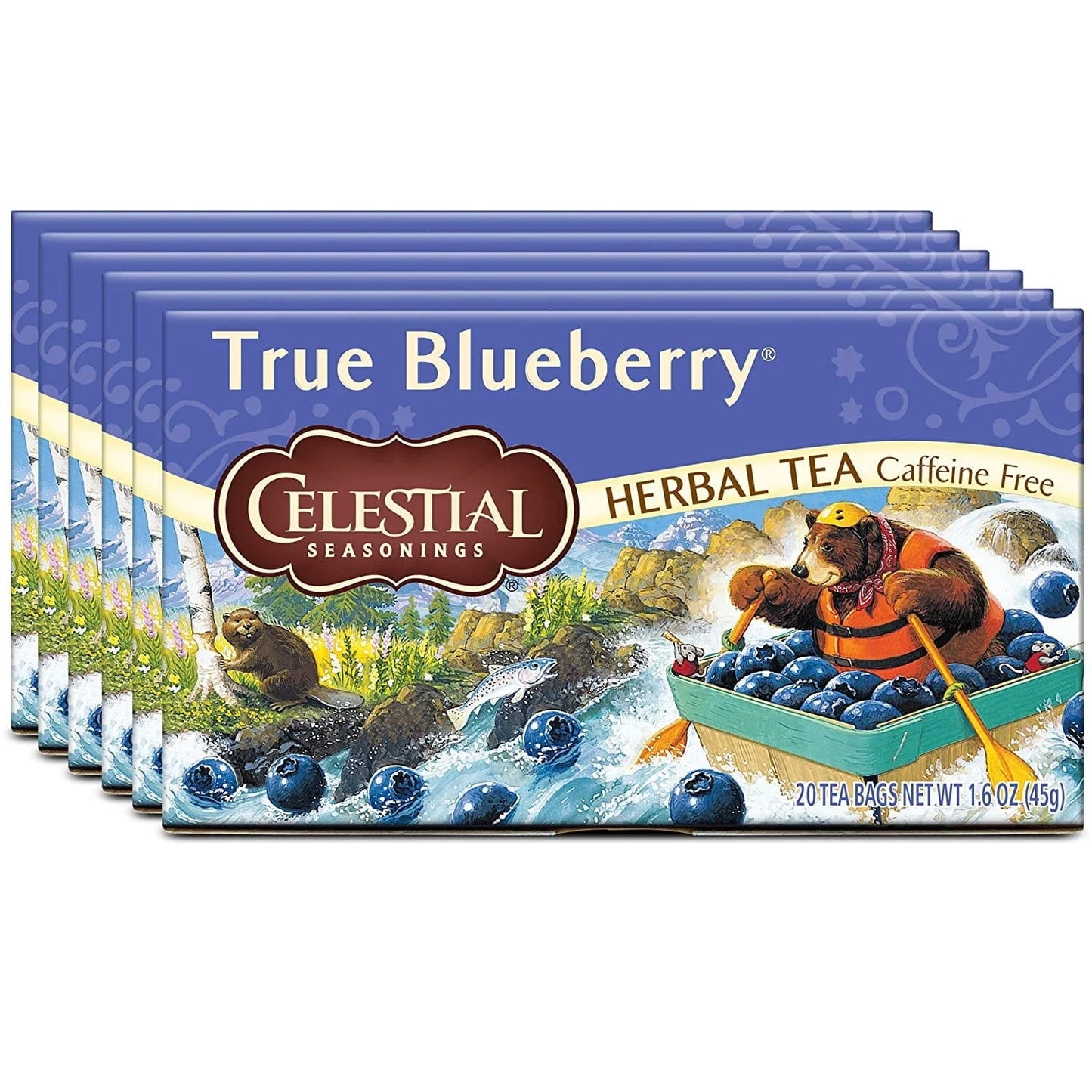 True Blueberry Herbal Tea Bags, 20 Ct Pack of 6