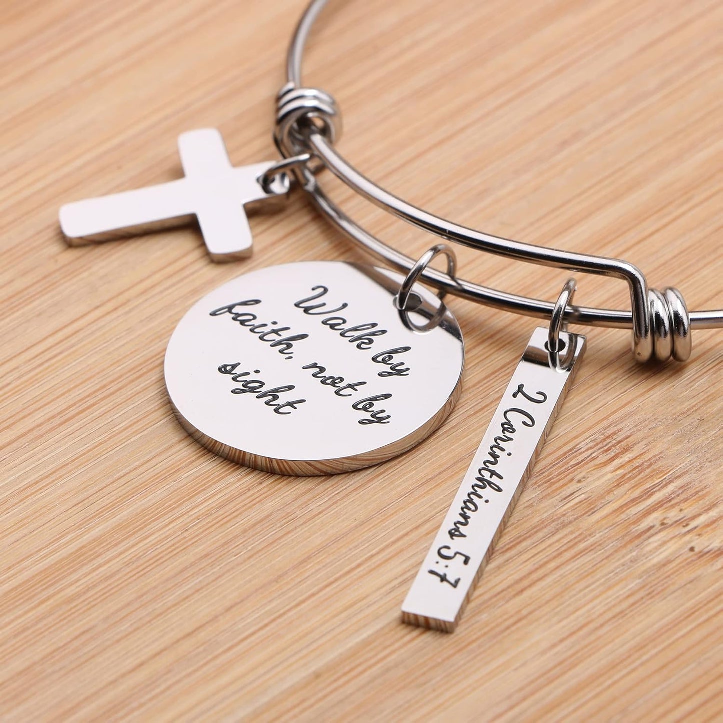 Walk by Faith Not by Sight 2 Corinthians 5:7 Cross Bracelet for Women Birthday Christmas Bible Verse Jewelry Gift
