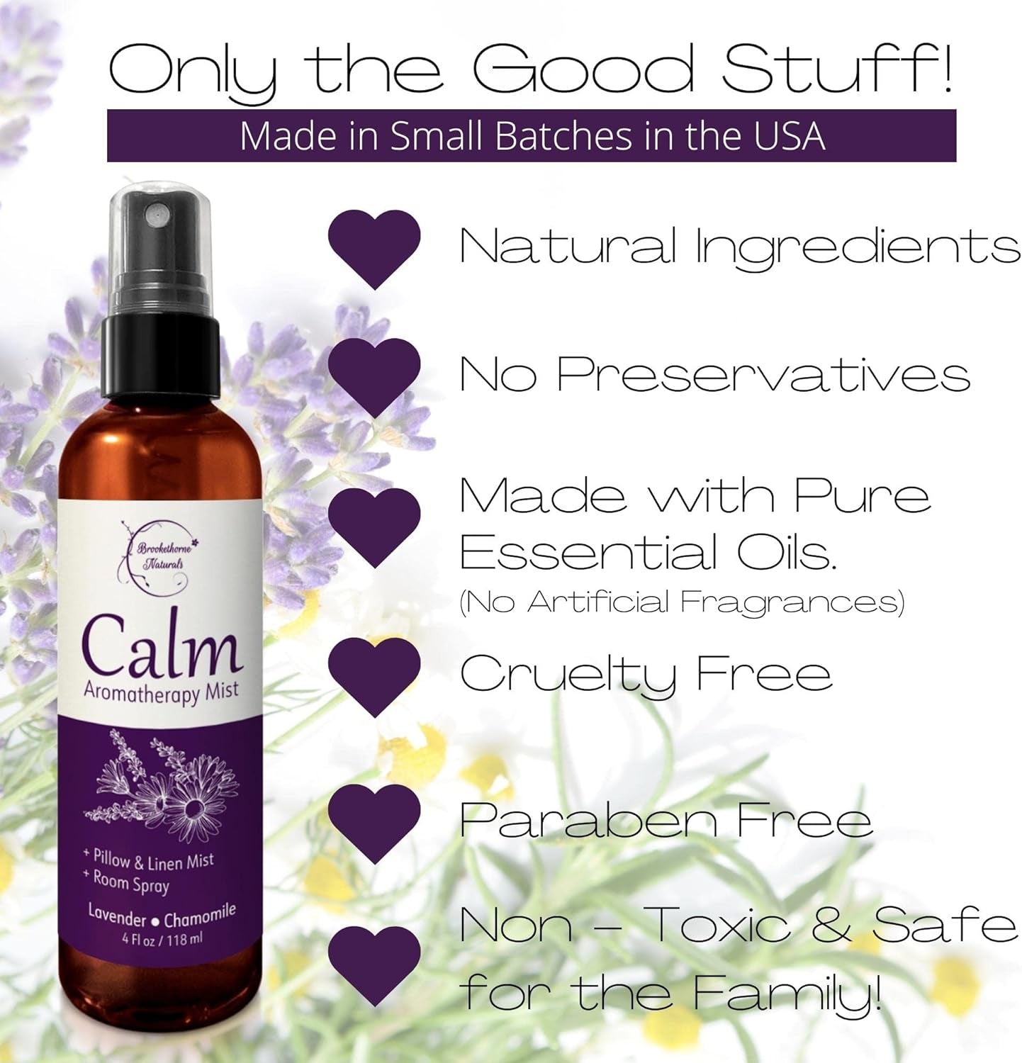 Calm Aromatherapy Mist with Lavender & Chamomile Essential Oil. Natural Sleep & Pillow Spray, Room & Linen Mist. Lavender Spray Air Freshener for Relaxation & Sleep -