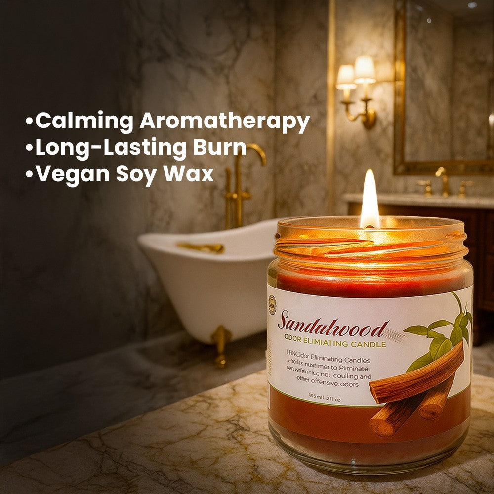 FPN Odor Eliminating Candles Sandalwood Scented Soy Wax Candle Set 12Oz - 2 CT