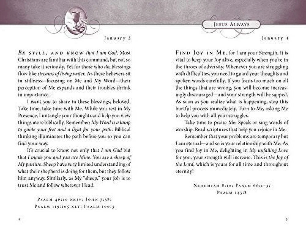 Jesus Always Jesus Always, Leathersoft, with Scripture References: Embracing Joy in His Presence (A 365-Day Devotional), (Hardcover)
