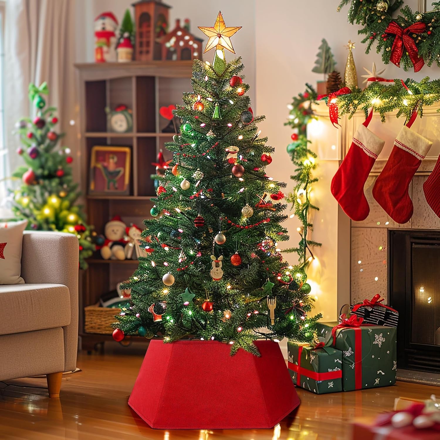 Foldable 26'' Christmas Tree Skirt for Artificial Trees and Holiday Decor