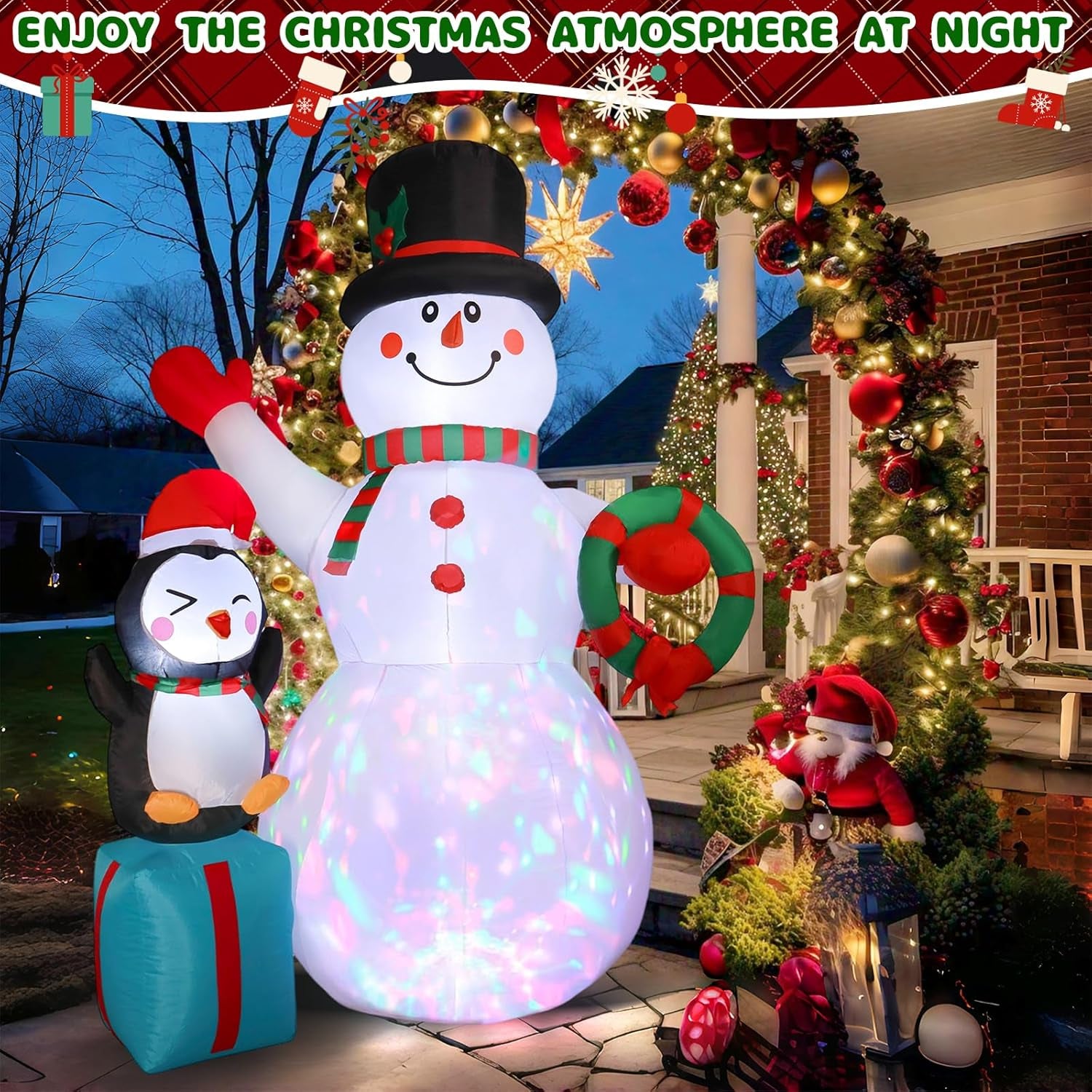 7FT Inflatable Christmas Snowman with LED Lights for Outdoor Holiday Decor