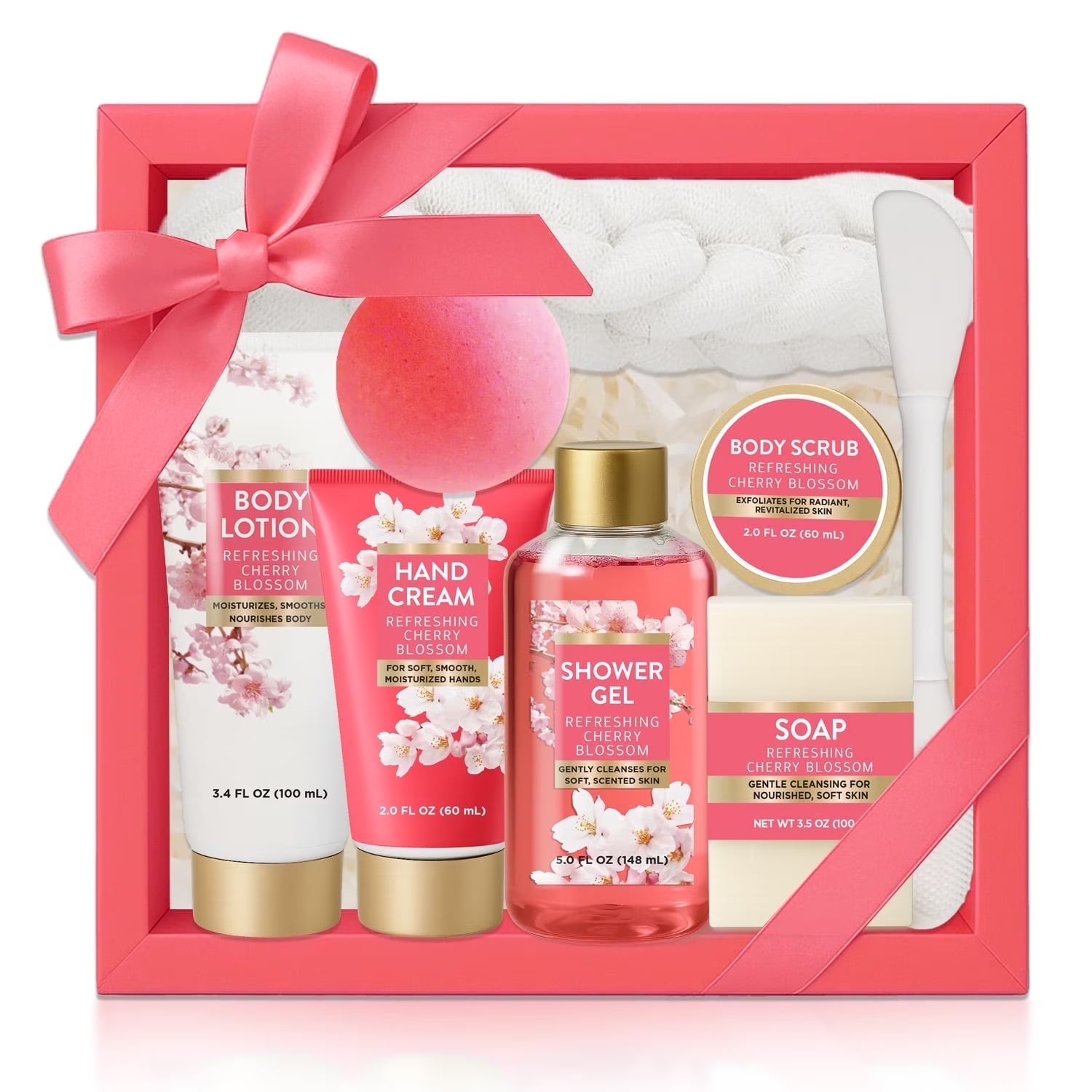 Bath Gift Sets for Women, 8 Pcs Cherry Blossom Christmas Birthday Gifts for Her
