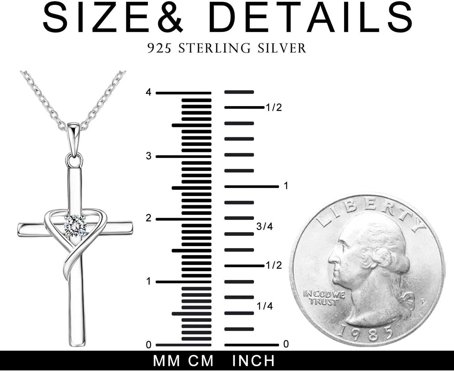 925 Sterling Silver Cross Necklace for Women Men 5A CZ Birthstone Necklaces 14K Gold Plated or Rose Gold Necklace for Easter or Mother'S Day