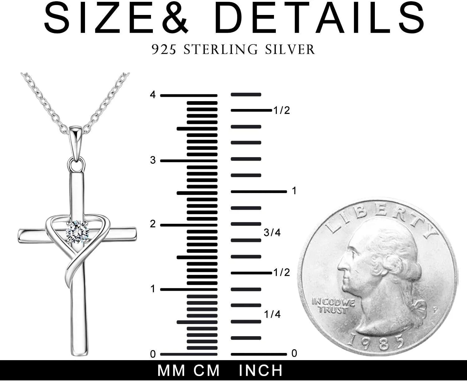 925 Sterling Silver Cross Necklace for Women Men 5A CZ Birthstone Necklaces 14K Gold Plated or Rose Gold Necklace for Easter or Mother'S Day