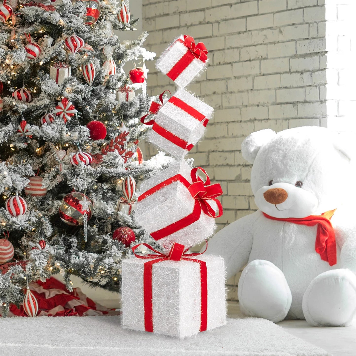 Set of 4 Lighted Gift Boxes for Christmas Holiday Decor