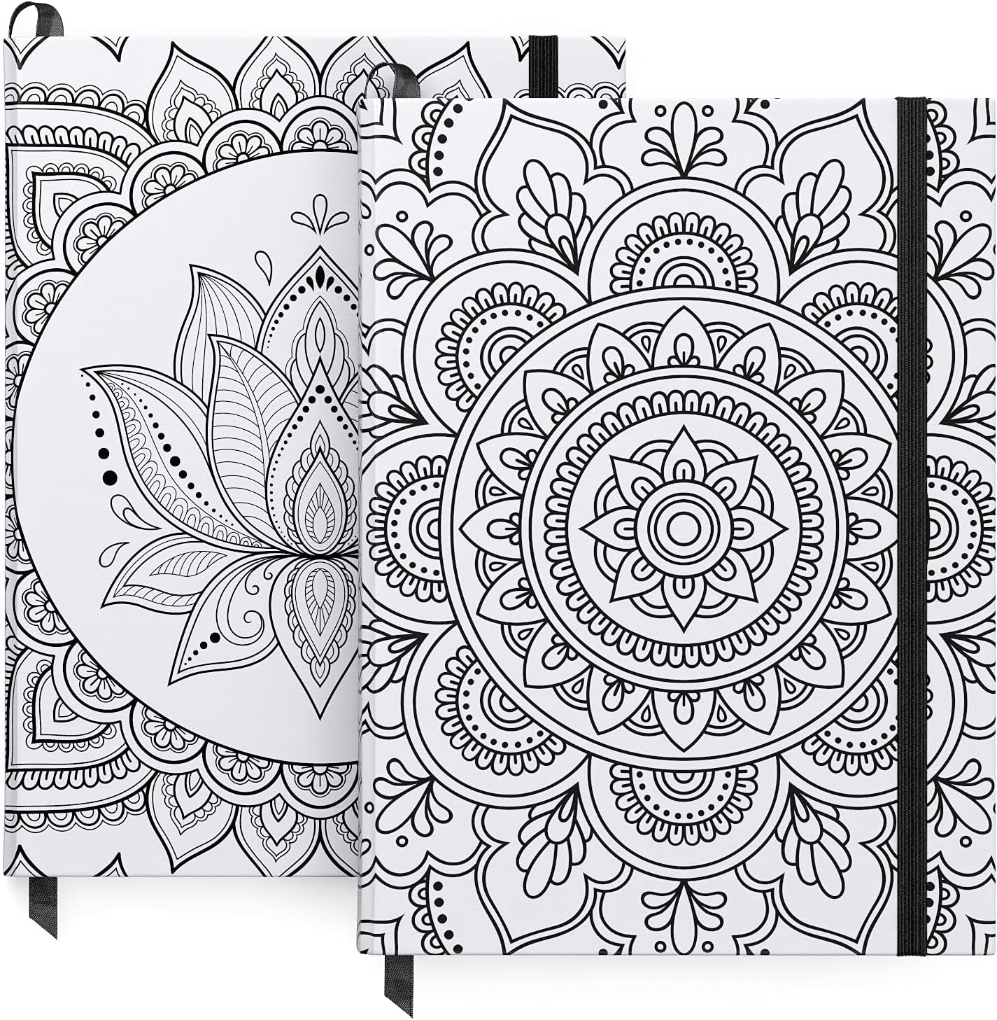 Journal Blank Page Notebooks, Set of 2, 6 X 8 Inches, 96 Sheets Each, Mandala Design, 2 Blank Art Journals with Smooth Paper, School Supplies for Planning, Writing, and Sketching