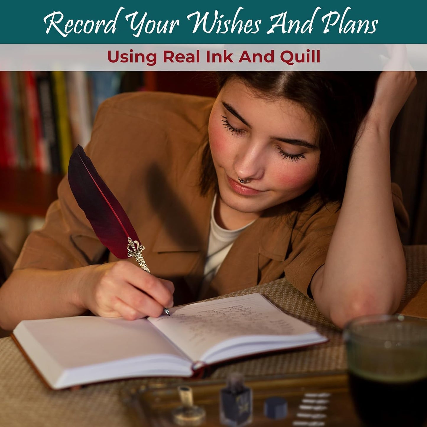 Feather Quill Pen and Ink Set - Calligraphy Dip Pen Antique Feather Pen Set